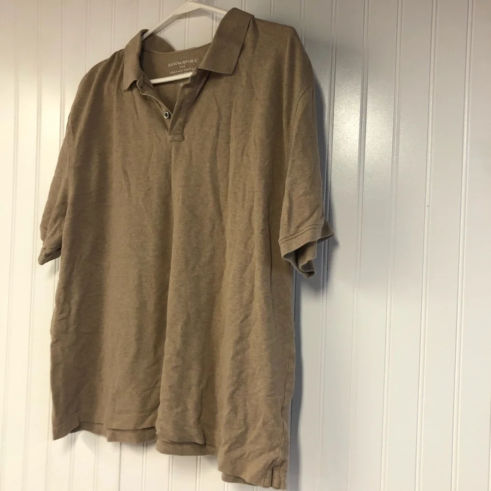 Banana Republic Men's Tan Polo Short Sleeve Shirt Organic Cotton XL